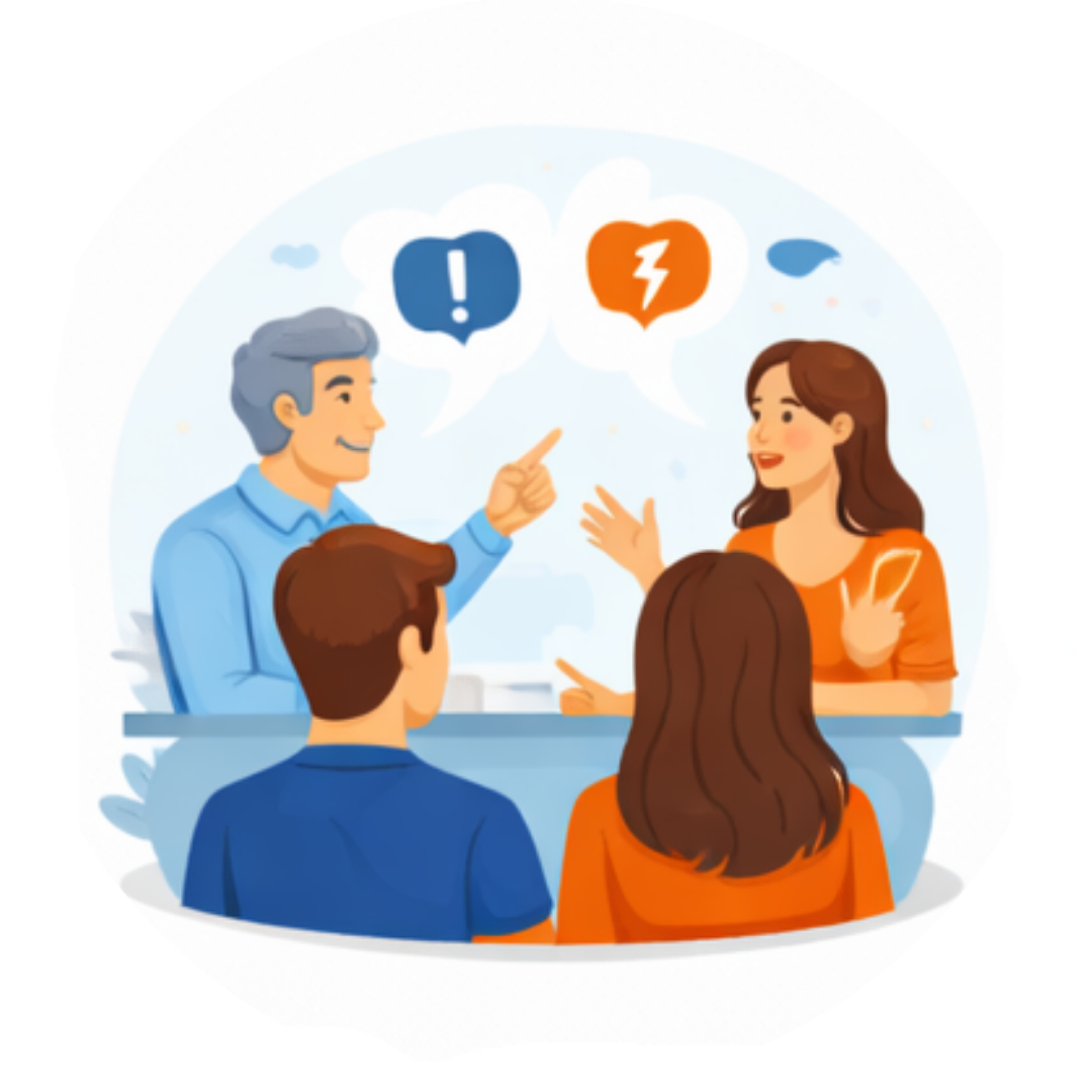 Illustration of a couple arguing in front of a child, showing how growing up around unhealthy relationships shapes expectations