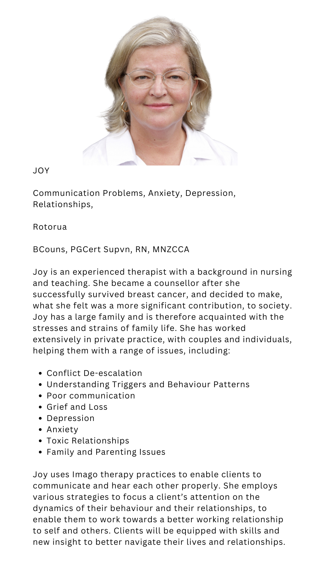 Rotorua Couples Counselling with Joy - Relate